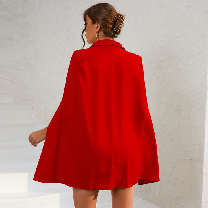 Blazer Jurk Met Cape En Riem Voor Vrouwen