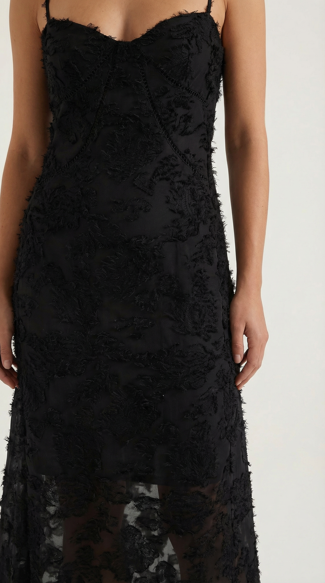 Maxi-jurk dames getailleerde pasvorm jacquard-stof spaghettibandjes hartvormige hals