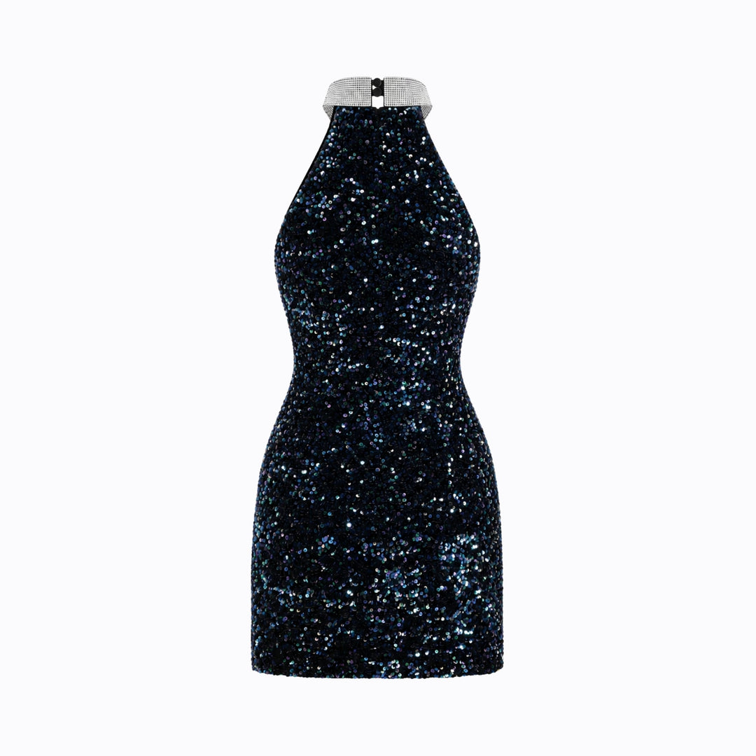 Sequin Halter Mini Jurk Dames Bodycon Elegant Avond