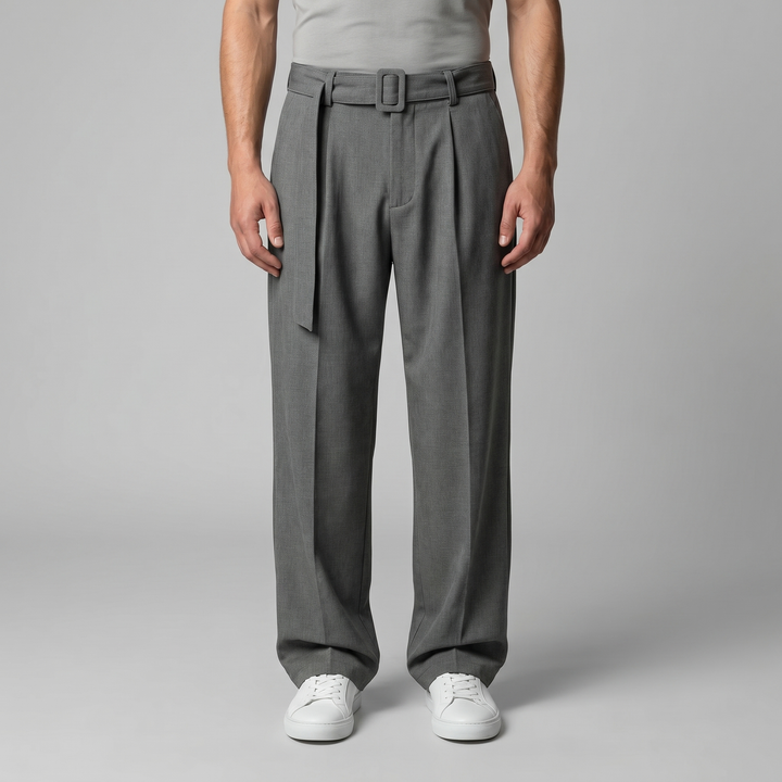 Tailored Trousers Heren Wide Leg Belted Elastische Taille