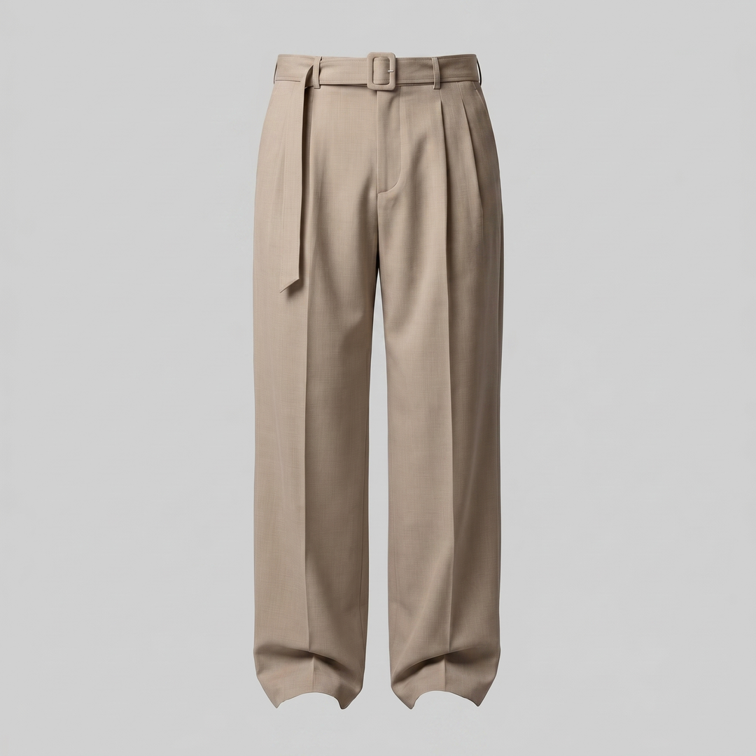 Tailored Trousers Heren Wide Leg Belted Elastische Taille