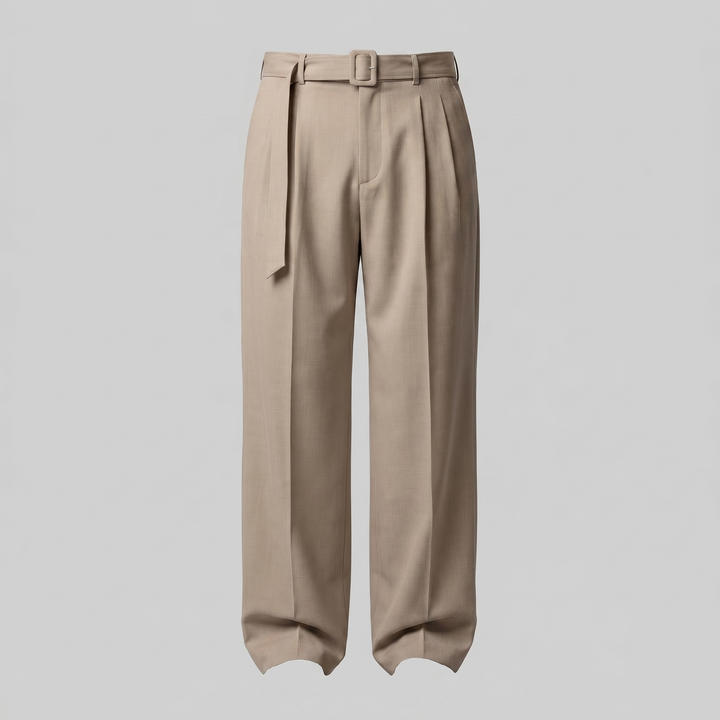 Tailored Trousers Heren Wide Leg Belted Elastische Taille
