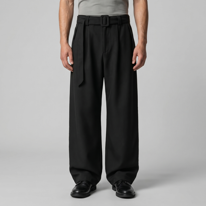 Tailored Trousers Heren Wide Leg Belted Elastische Taille