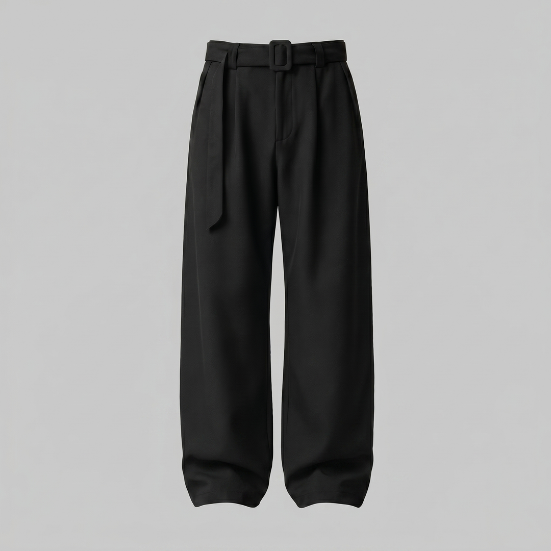 Tailored Trousers Heren Wide Leg Belted Elastische Taille