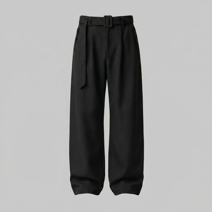 Tailored Trousers Heren Wide Leg Belted Elastische Taille