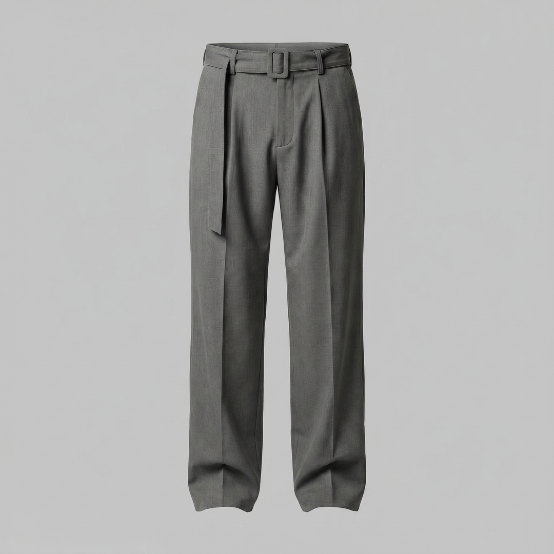 Tailored Trousers Heren Wide Leg Belted Elastische Taille