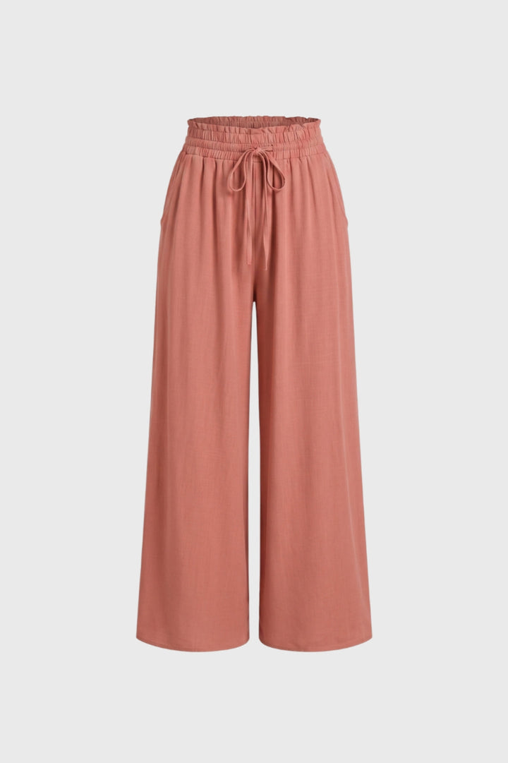 Wijde Palazzo Broek Dames Hoge Taille Elastische Band