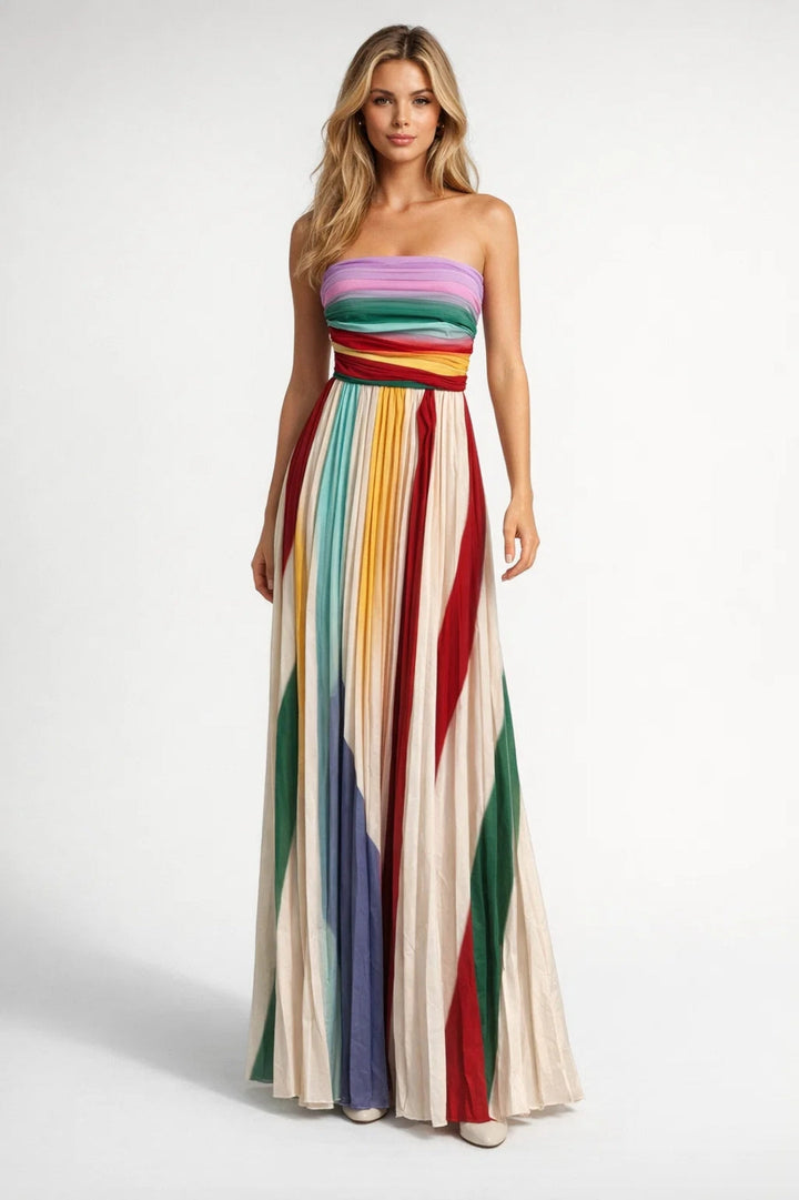 Zomerjurk Dames Strapless Maxi Geplooide Rok Feestelijk
