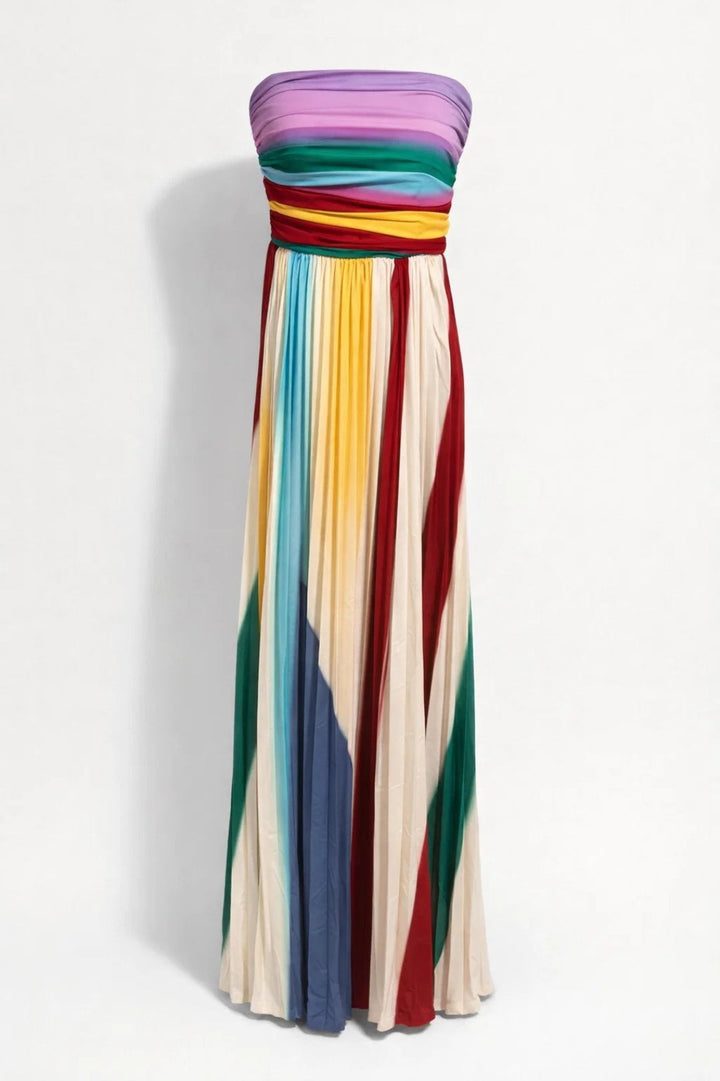 Zomerjurk Dames Strapless Maxi Geplooide Rok Feestelijk